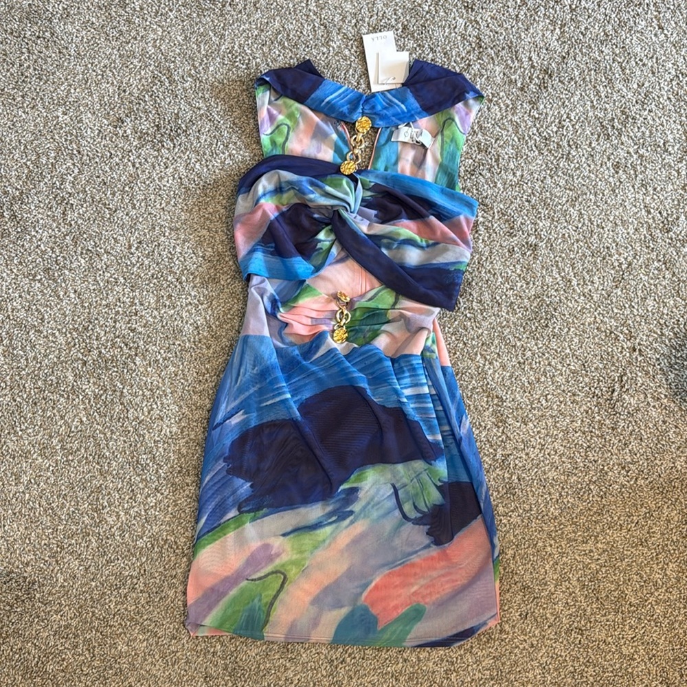 She Is Olia blue cutout mini dress NWT size XS